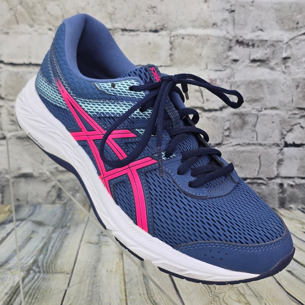 Asics Gel-Contend 6 Running Shoes Womens 8 Navy Pink 1012A570 Athletic Sneakers